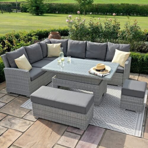 2942-asc-107016r-sq7-large-2.jpg Ascot Rectangular Rattan Corner Dining Set - with Rising Table & Weatherproof Cushions
