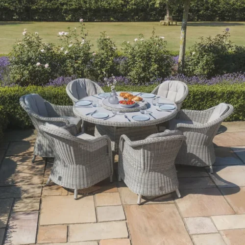 39496-kit-ox-150-ro-hc-ls-cg-1-small.webp Oxford 6 Seat Round Dining Set with Heritage Dining Chairs & Woven Lazy Susan - Ceramic Glass