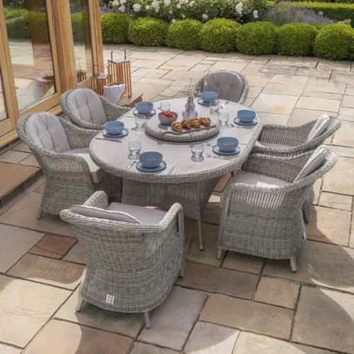 39972-kit-ox-180-ov-hc-ls-cg-1-small.webp A Oxford 6 Seat Oval Dining Set with Heritage Dining Chairs & Woven Lazy Susan - Ceramic Glass