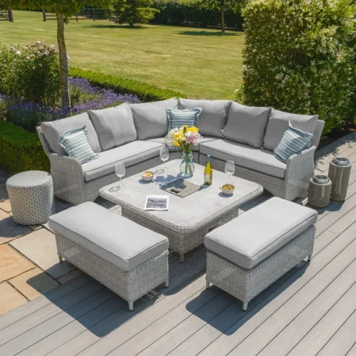 40000-oxf-207542-cg-2-small.webp A Oxford Royal Rattan Corner Dining Sofa Set with Ice Bucket & Rising Table - Ceramic Glass