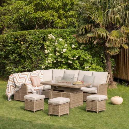 Screenshot_14.png Hampshire Large Corner Round Wicker Rattan Casual Dining Set with Rising Firepit Table, Natural