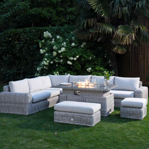 Screenshot_25-1.png A Bellagio Round Wicker Large Corner Casual Dining Set with Rising Firepit Table, Light Grey